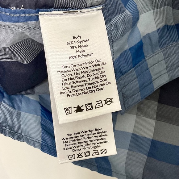 Eddie Bauer Men’s  Performance Blue Plaid Short Sleeve Button-Down Shirt Size M - Picture 6 of 8